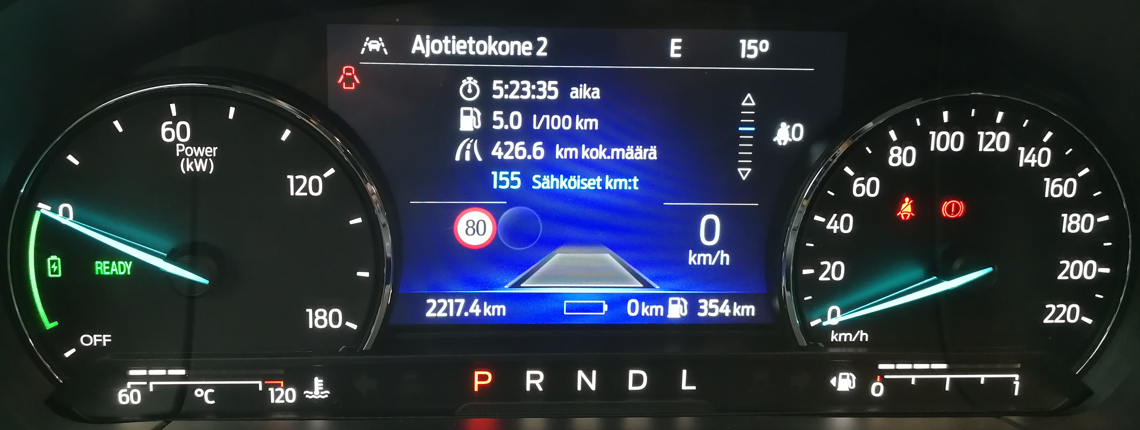 Ford Kuga PHEV consumpiton 5 l / 100 km for 427 km trip