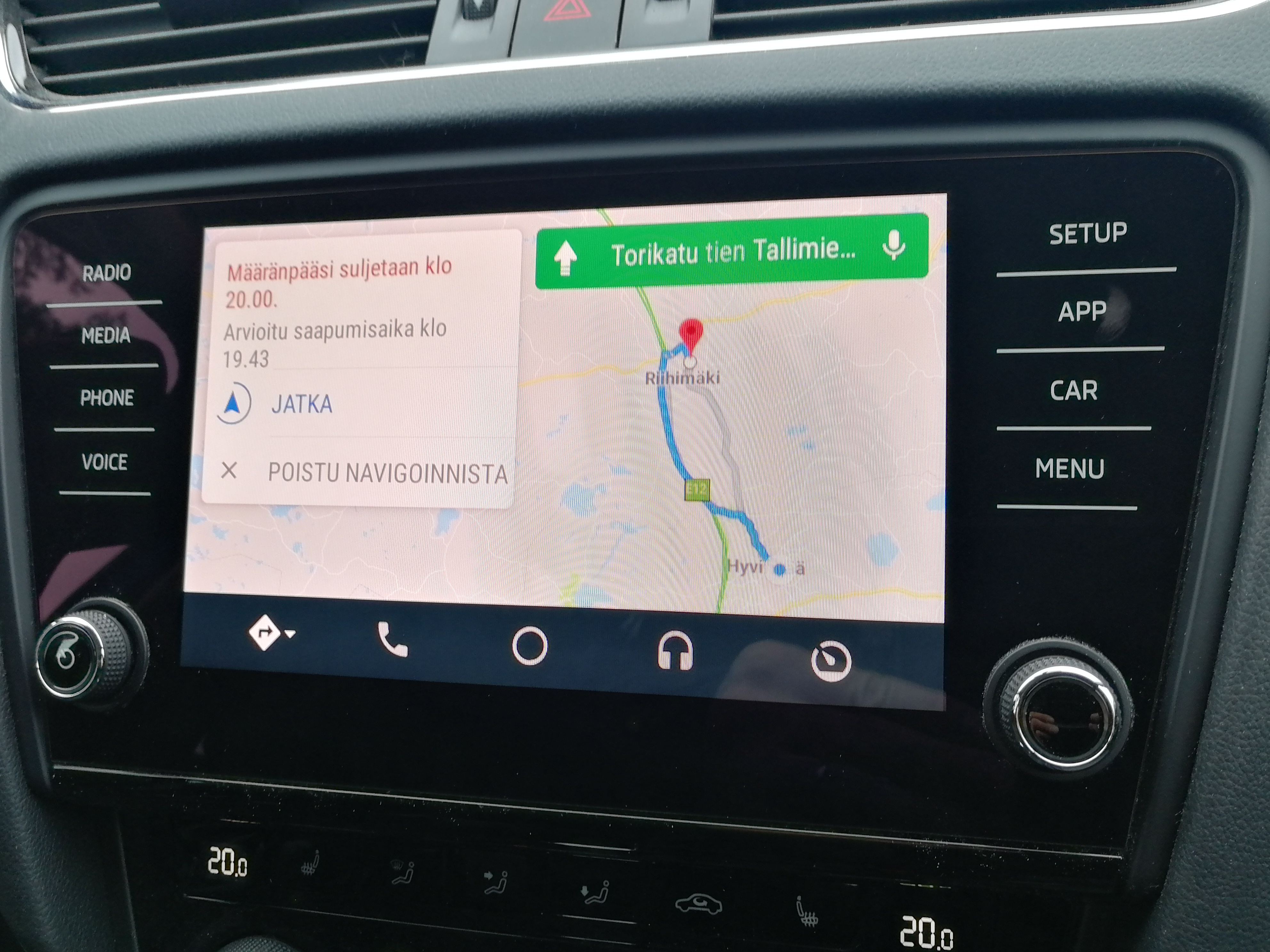 Google Maps varoittaa sulkemisajasta