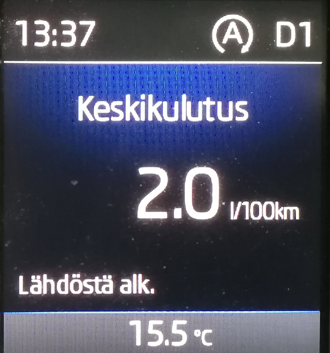 Keskikulutus normaalissa ajotilassa 2,0 l/100 km