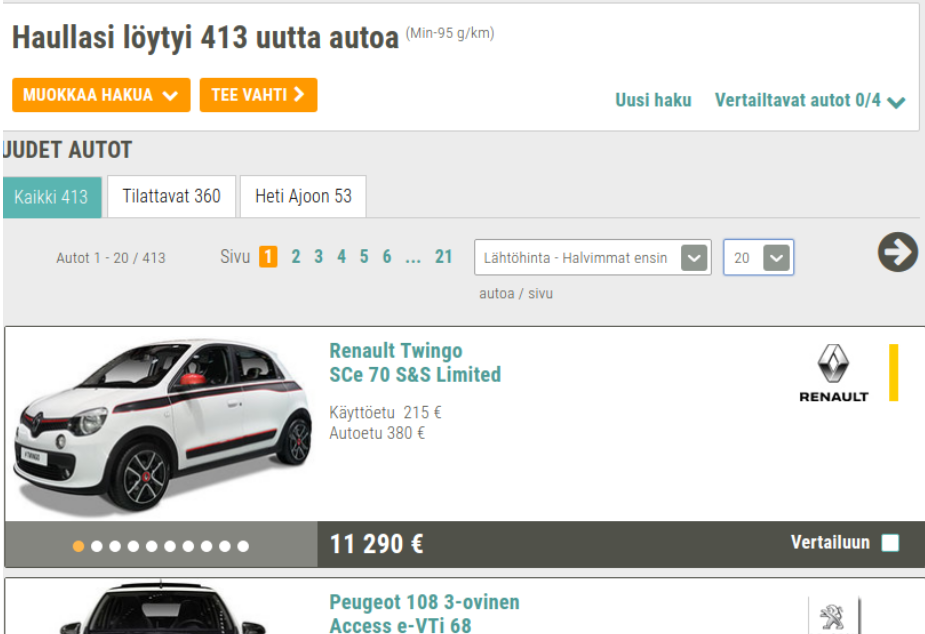 autotalli.com tuloslista